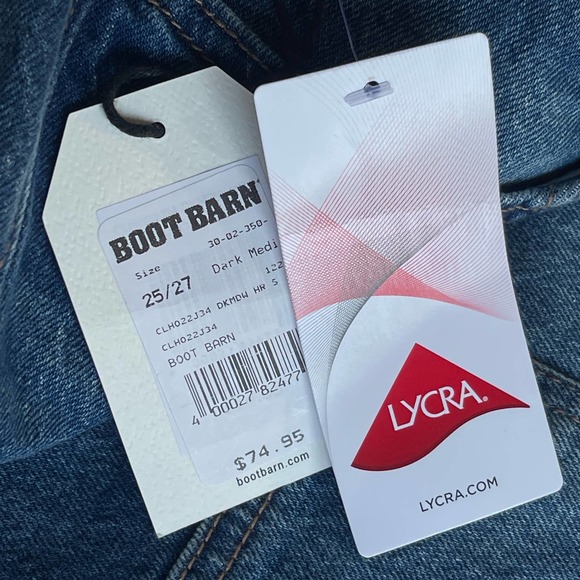 Bootbarn Cleo + Wolf Jeans Womens Size 25x27 Blue High Rise Straight Seamed NEW - Picture 8 of 15